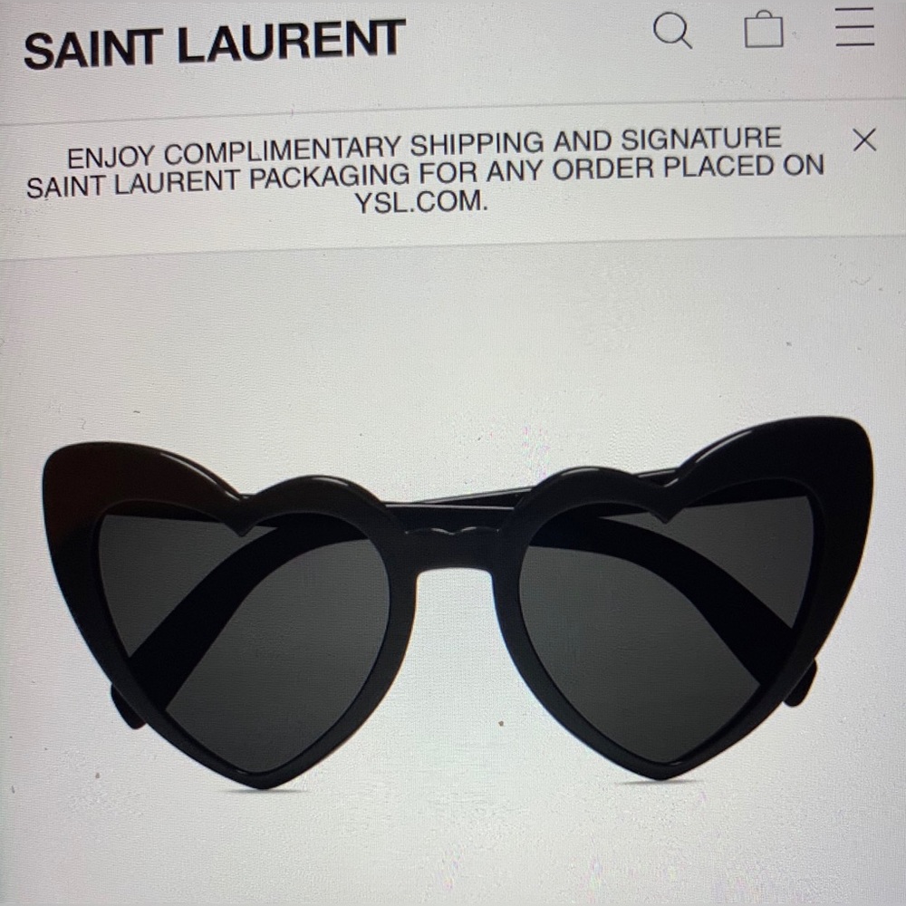 NWT Lunettes De Soleil Black Heart Shaped Sunglasses, Ultraviolet Protection 🕶 - Picture 3 of 4